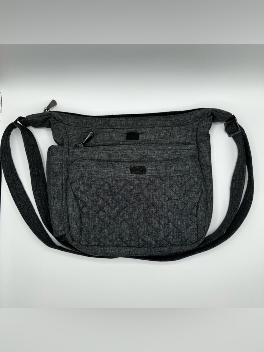 Lug Flutter Crossbody Purse Pockets Organizer Travel Heather Gray Side Pocket